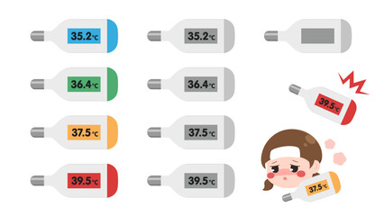 体温計のイラスト素材セット