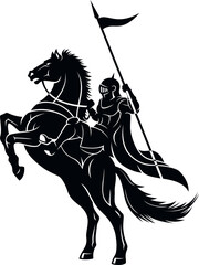 Medieval Knight with Spear on Rearing Horse