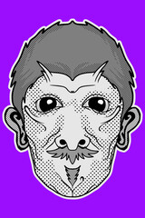 retro styled male face illustration