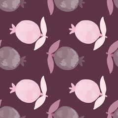 Hand drawn pomegranate fruit seamless pattern. Botanical fruits wallpaper.