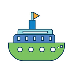 Isolated colored ship toy icon Vector