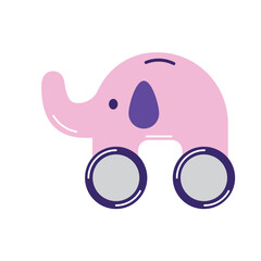 Isolated colored elephant with wheel toy icon Vector