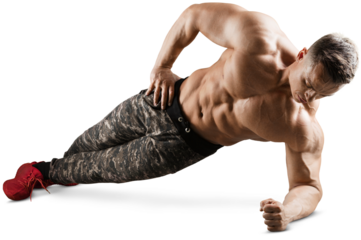 Muscular young muscular guy training in gym