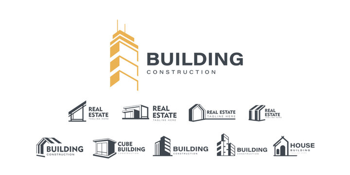 Collection of Building logo, real estate logo, property logo design for business company identity