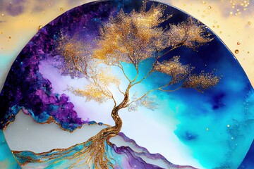 marble abstract liquid stone big tree