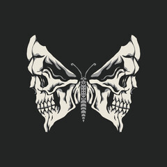 Butterfly with skulls illustration vector.