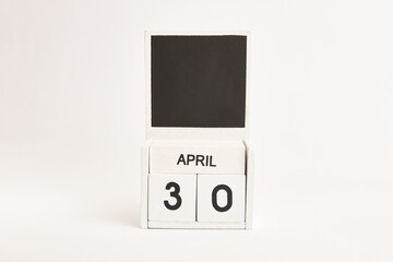 Calendar with the date April 30 and a place for designers. Illustration for an event of a certain date.