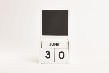 Calendar with the date June 30 and a place for designers. Illustration for an event of a certain date.