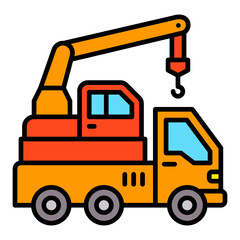 Crane Truck Filled Line Icon