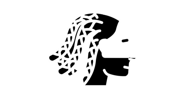 cornrows hairstyle female glyph icon animation
