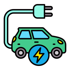 Electric Car Filled Line Icon