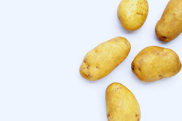Raw potatoes isolated on white background
