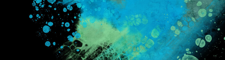 Fototapeta na wymiar Modern blue flow background on black. Liquid shape in color banner.