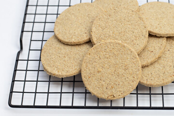 Oatcakes on a white background.