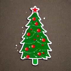 Christmas tree sticker. Generative AI 