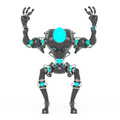 cool robot is with both arms up