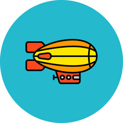 Airship Multicolor Circle Filled Line Icon © Maan Icons