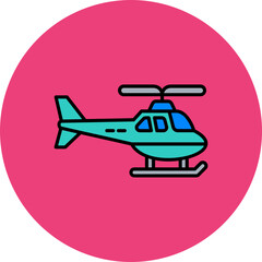 Helicopter Multicolor Circle Filled Line Icon