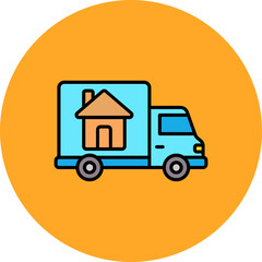Mover Truck Multicolor Circle Filled Line Icon