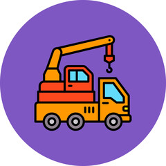 Fototapeta premium Crane Truck Multicolor Circle Filled Line Icon