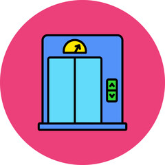 Elevator Multicolor Circle Filled Line Icon
