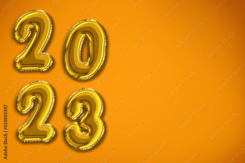 Sticker 2023 numerals of new year, beautiful background