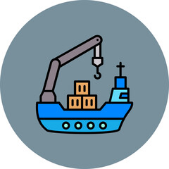 Cargo Ship Multicolor Circle Filled Line Icon