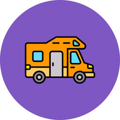 Camper Van Multicolor Circle Filled Line Icon