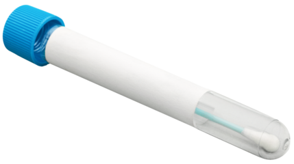 Tube containing a swab sample that has tested on COVID