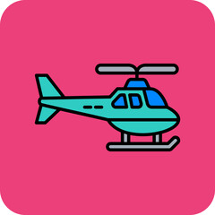 Helicopter Multicolor Round Corner Filled Line Icon