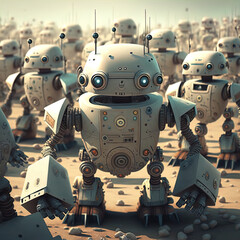 Robot army on the move. 