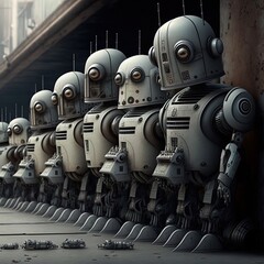 Fototapeta premium Robot army on the move. 