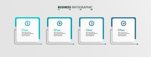 Business infographic design template with 4 options, steps or processes. Can be used for workflow layout, diagram, annual report, web design