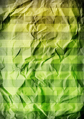 Green background. Tablecloth tartan pattern. Folded paper texture