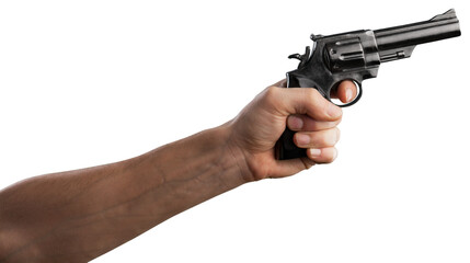 Kill Coronavirus. Medic hand holds a metal gun