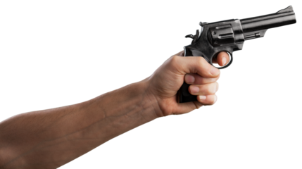 Kill Coronavirus. Medic hand holds a metal gun