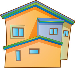 cute Building Cartoon Illustration