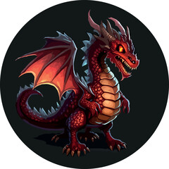 A fierce and detailed red dragon