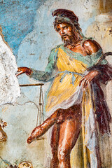 Ancient Fresco of the Roman divinity Priapus Pompeii, - 553809706