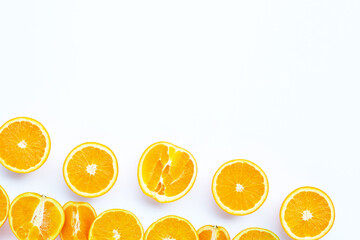 High vitamin C, Juicy and sweet. Fresh orange fruit  on white.