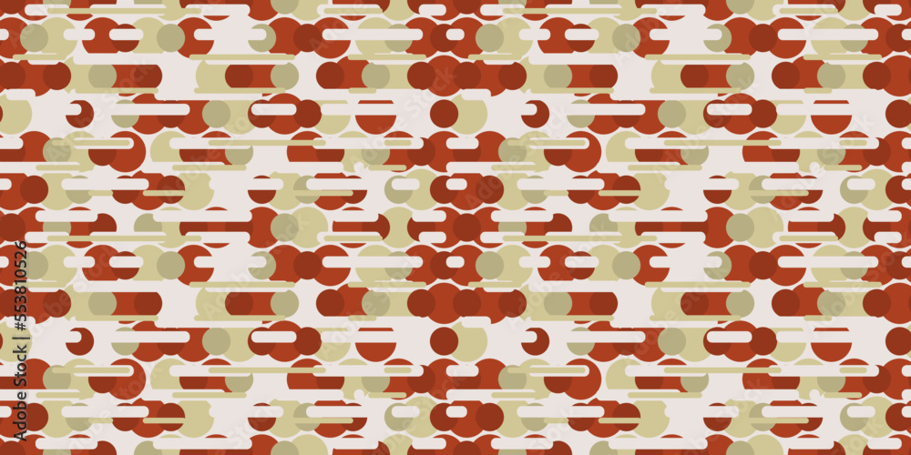 Fototapete Circles yellow and red, abstract. Textile pattern from circles with glitch. Vector for print seamless, pattern for stylish design of surfaces.