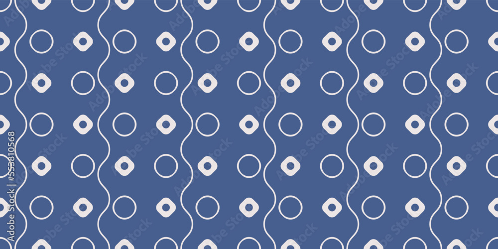 Aufkleber rings, rhombuses and wavy lines. blue background and abstract wallpaper. vector for print seamless, 