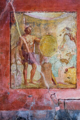 Ancient fresco in Pompeii, destroyed by the eruption of Vesuvius in 79 BC