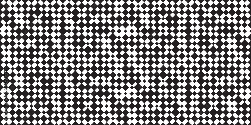 Poster Black and white pattern of shapes somewhat reminiscent of a checkerboard surface. Vector for print seamless, pattern for stylish design of surfaces.