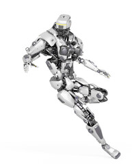 Fototapeta premium master robot is landing in white background