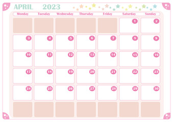 2023 CALENDAR  Pastel color