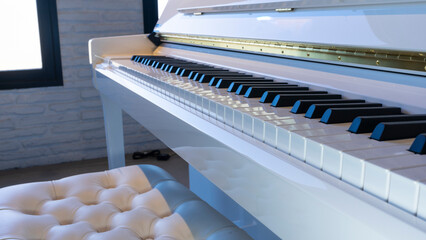 keys of a classic white piano