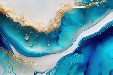 marble aqua blue gold texture, liquid, wallpaper, background