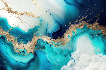 marble aqua blue gold texture, liquid, wallpaper, background