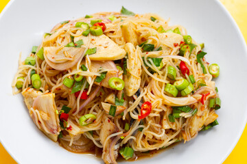 Rice vermicelli noodles spicy salad